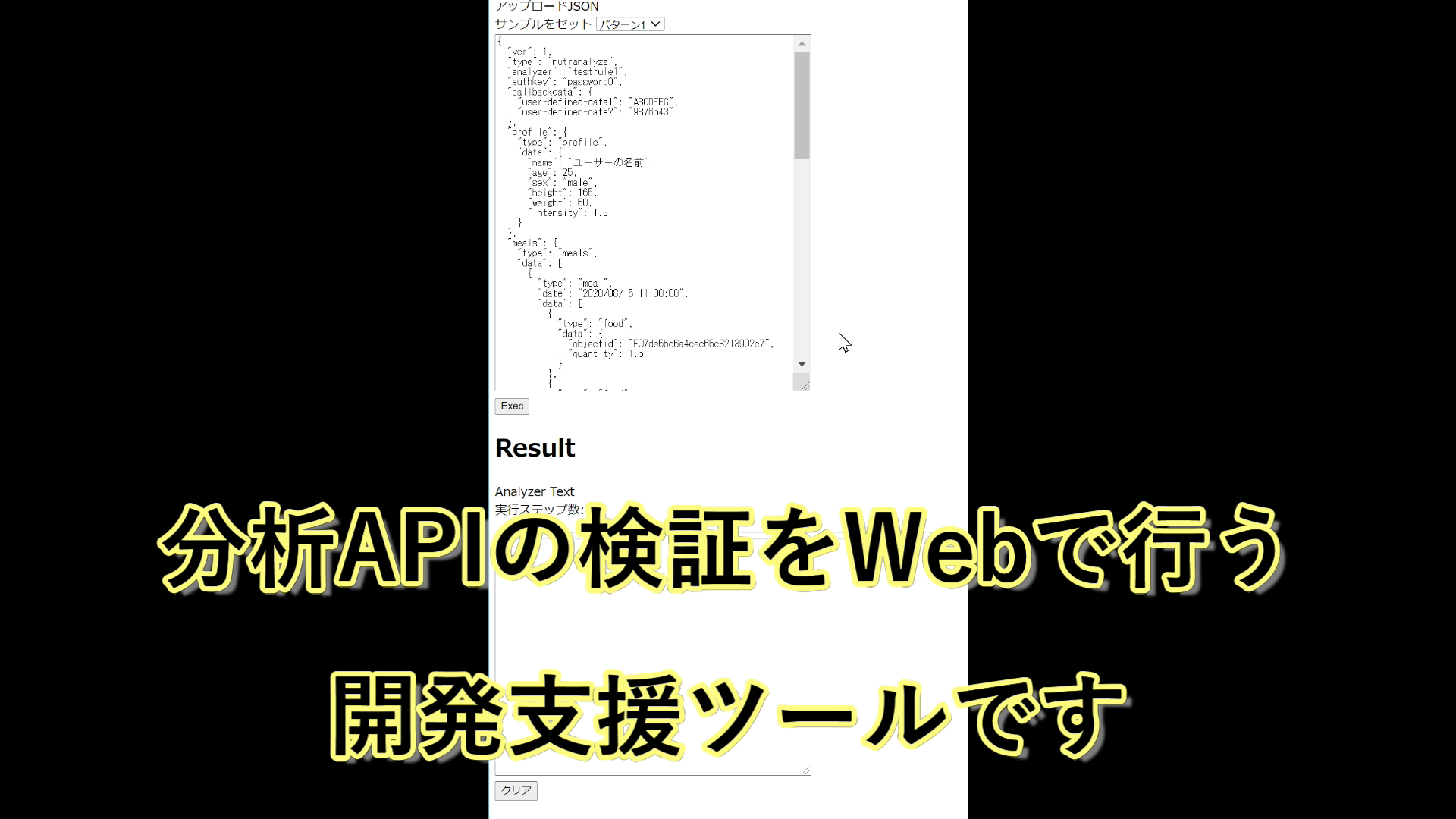 分析API Webエミュレーターの利用例